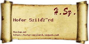 Hofer Szilárd névjegykártya